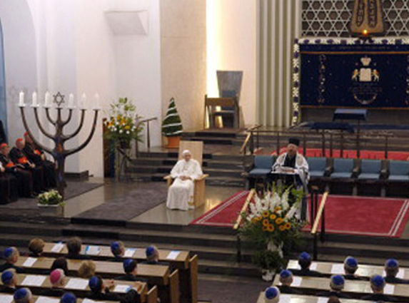 Anti Pope Benedict XVI in a synagogue in Cologne Germany 2005